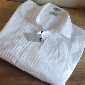 NWTs Ike Evening White Tuxedo Dress Shirt French Cuffs Men's Size 19 34/35